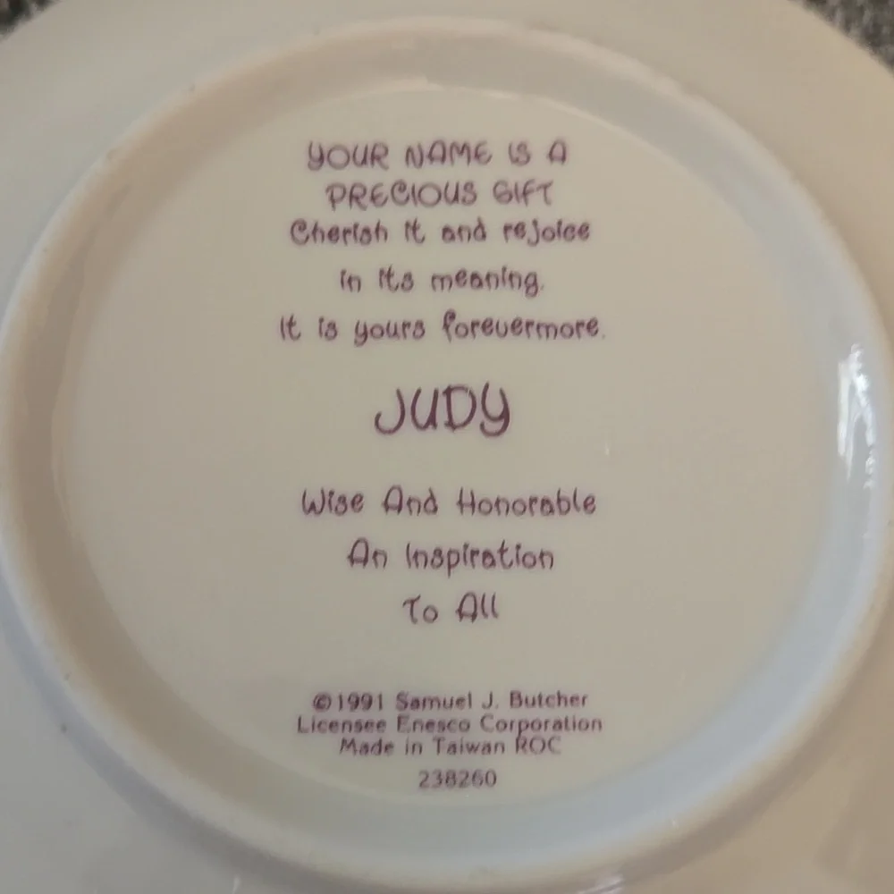 Retired Design Precious moments meaning of the name Judy trinket plate